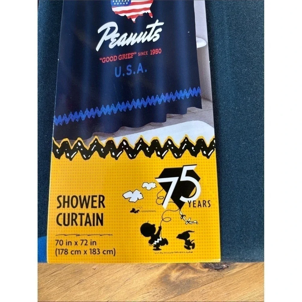 Peanuts Blue Snoopy Patriotic America Shower Curtain Embroidered Hand Towel NEW